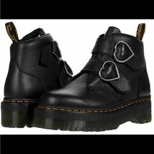 Dr. Martens Devon Boots. Black Ankle Boots with Silver Accents